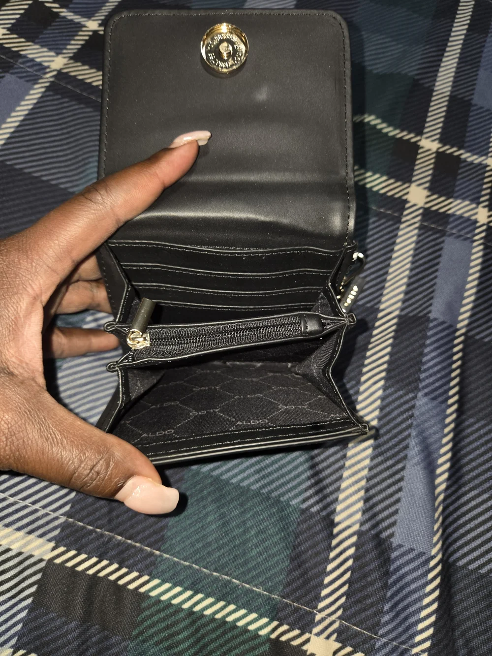 Aldo Snake-Print Compact Wallet - Black & White